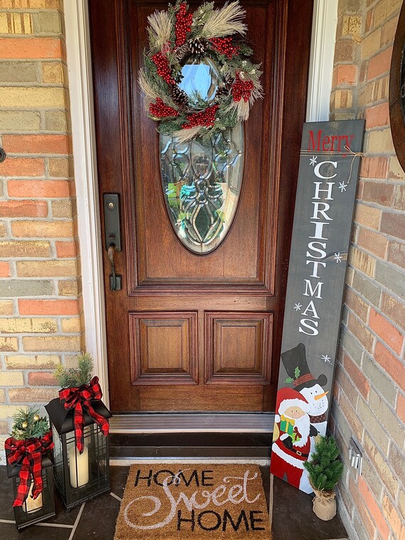 Merry Christmas Porch leaner wooden sign Christmas decor Home | Etsy