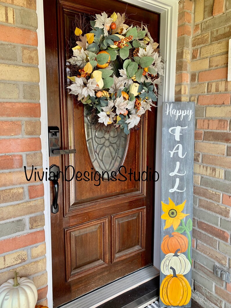 Happy Fall Porch Leaner Sunflower Pumpkin Fall Season Home Etsy