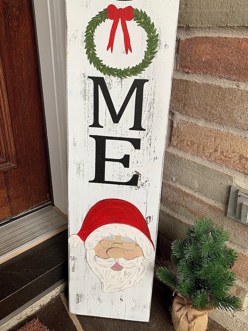 Welcome Porch Leaner Christmas Sign Santa Claus Christmas Home | Etsy