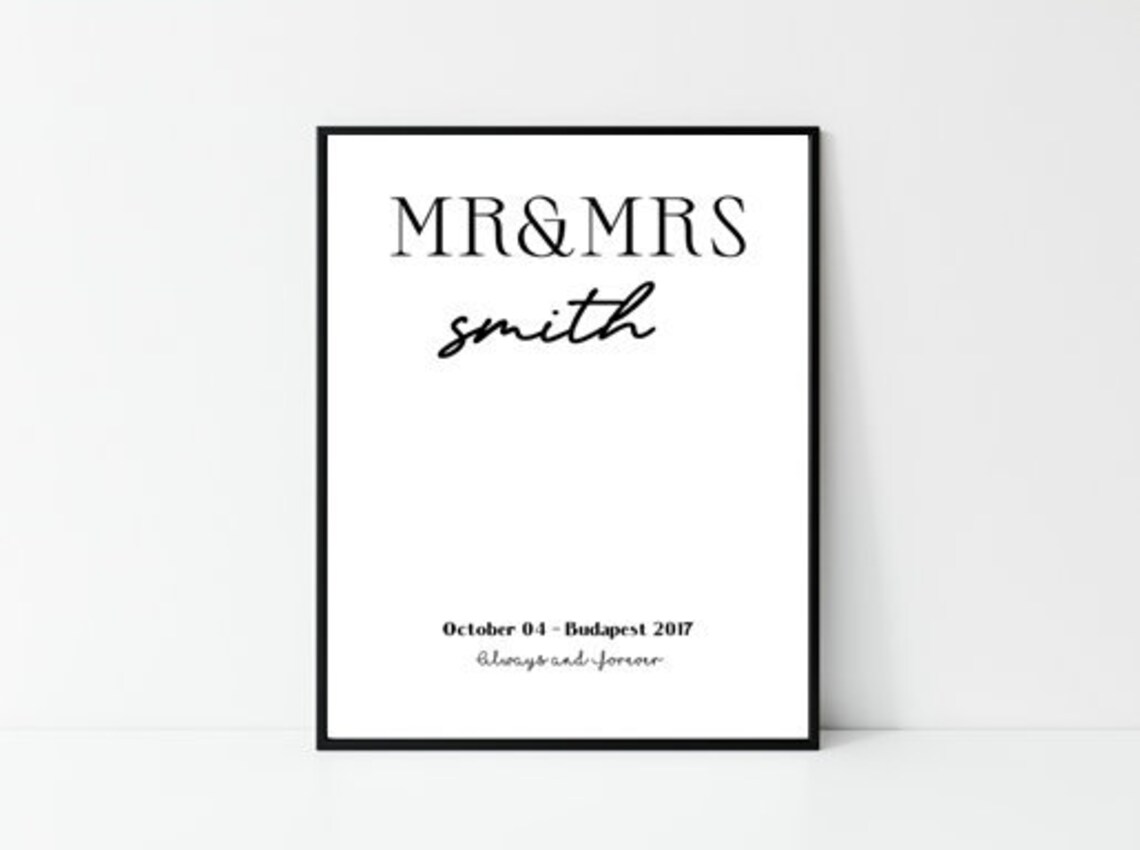 CUSTOM Mr and Mrs Wall Print Photo Frame Wall Art Home Etsy