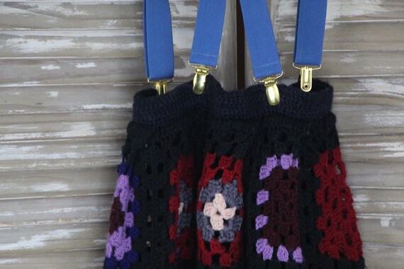 Vtg Bohemian Style Crochet Maxi Skirt with Suspen… - image 8