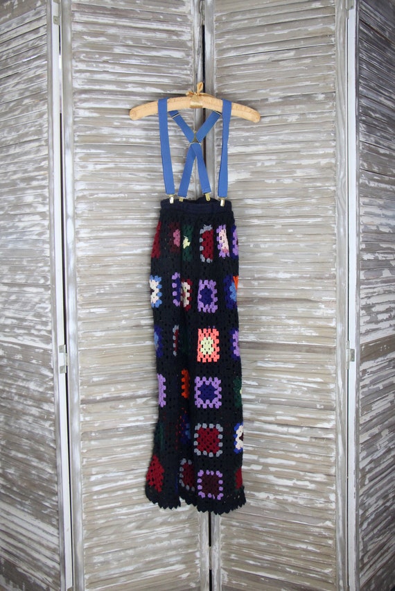 Vtg Bohemian Style Crochet Maxi Skirt with Suspen… - image 4