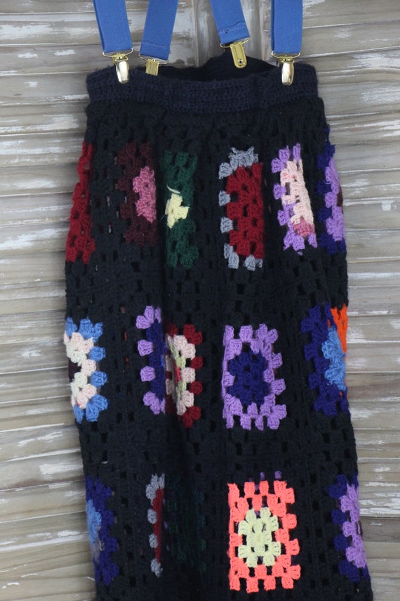 Vtg Bohemian Style Crochet Maxi Skirt with Suspen… - image 3