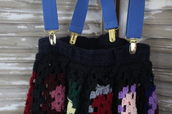 Vtg Bohemian Style Crochet Maxi Skirt with Suspen… - image 6
