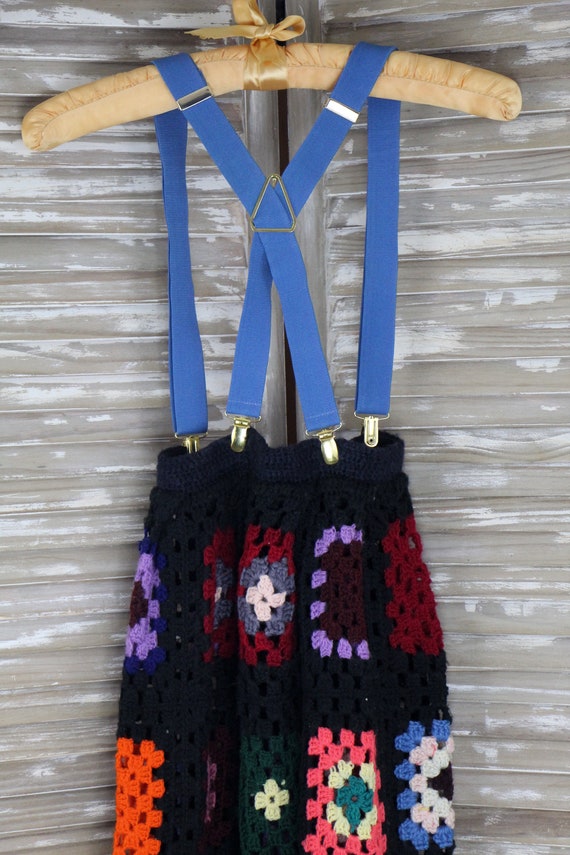 Vtg Bohemian Style Crochet Maxi Skirt with Suspen… - image 7