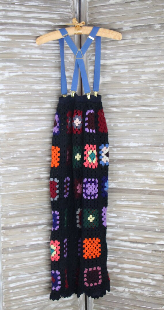 Vtg Bohemian Style Crochet Maxi Skirt with Suspen… - image 2