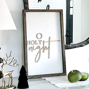 O Holy Night, Christmas Star Engraved Sign, 3D Christmas Home Decor, Custom/Personalized Paint & Stain, Jesus Christ the Savior is Born