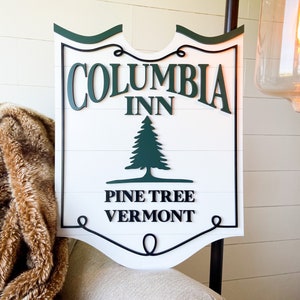 Columbia Inn Pine Tree Sign: Vermont Christmas Decor