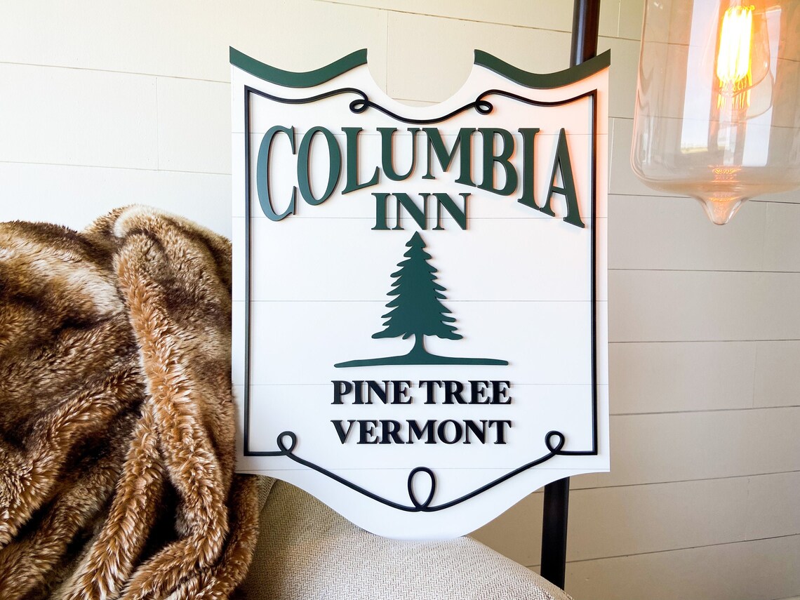 Columbia Inn Pine Tree Vermont 3D White Christmas Sign Etsy