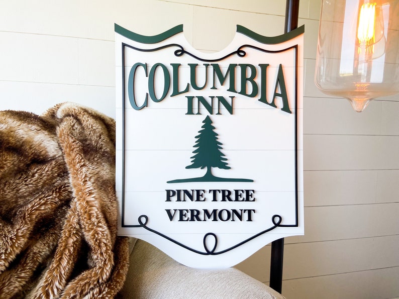 Columbia Inn Pine Tree Vermont 3D White Christmas Sign Etsy