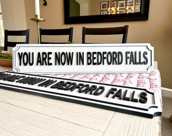It’s A Wonderful Life Sign, You Are Now in Bedford Falls, Infamous Christmas Classic Movie Indoor Sign, George Bailey Lassos the Moon