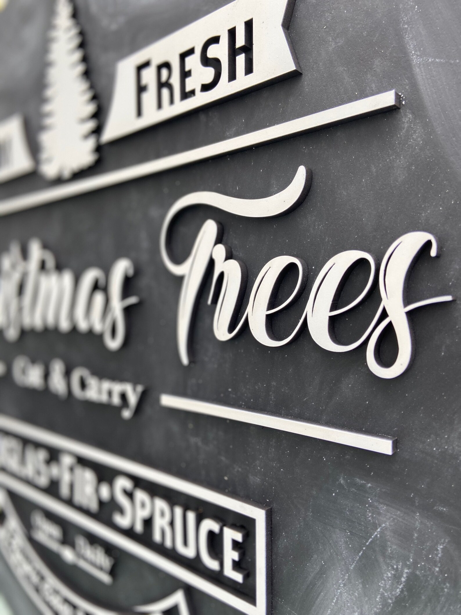 Christmas Tree Chalkboard Sign 3D Letter Cut &amp; Carry Douglas | Etsy