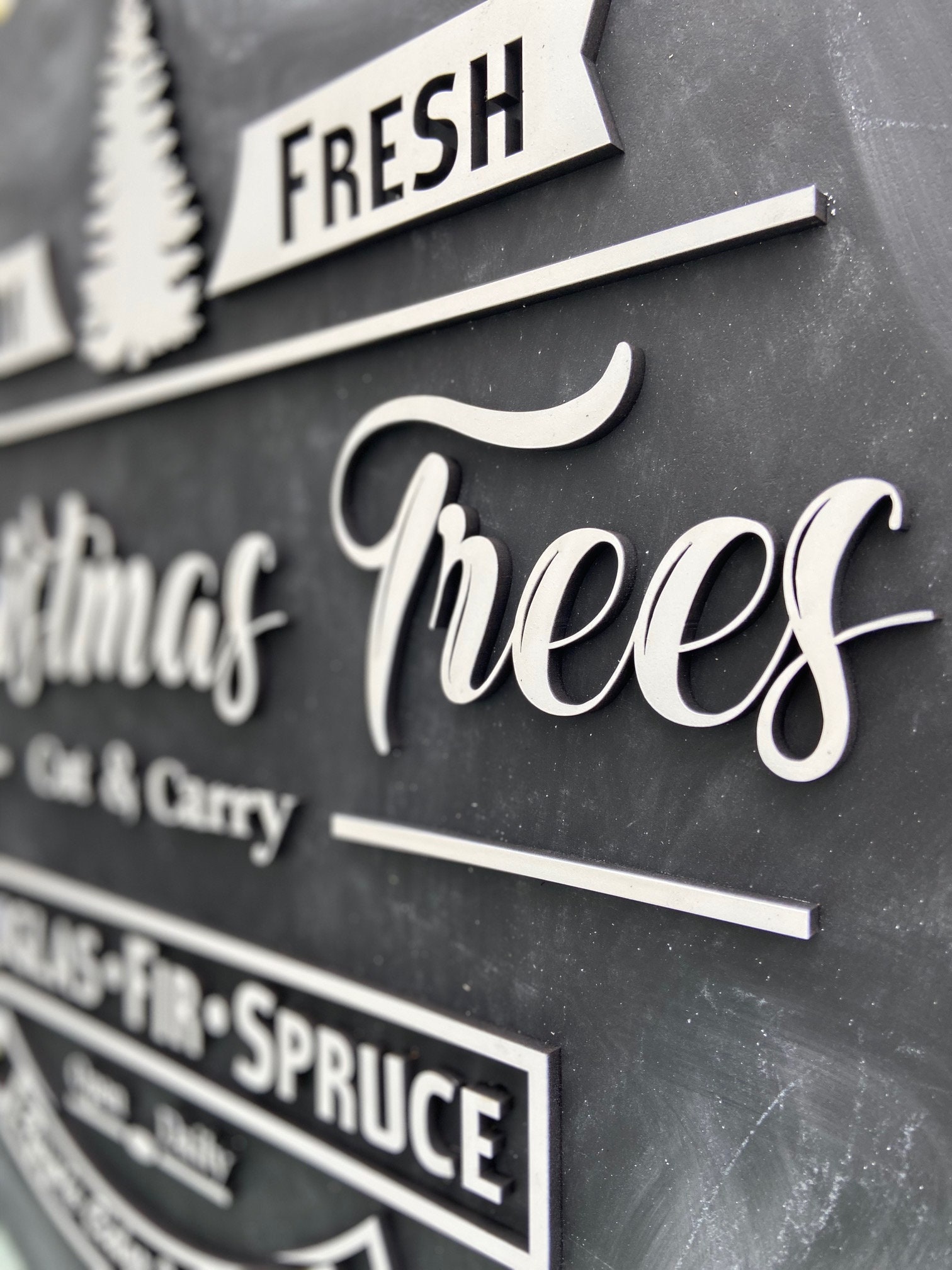 Christmas Tree Chalkboard Sign 3D Letter Cut & Carry Douglas | Etsy