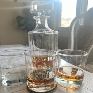 Monogram design engraved Whiskey glass, Personalized inscription or logo whiskey glass, Custom logo bar glass, Personal Signature