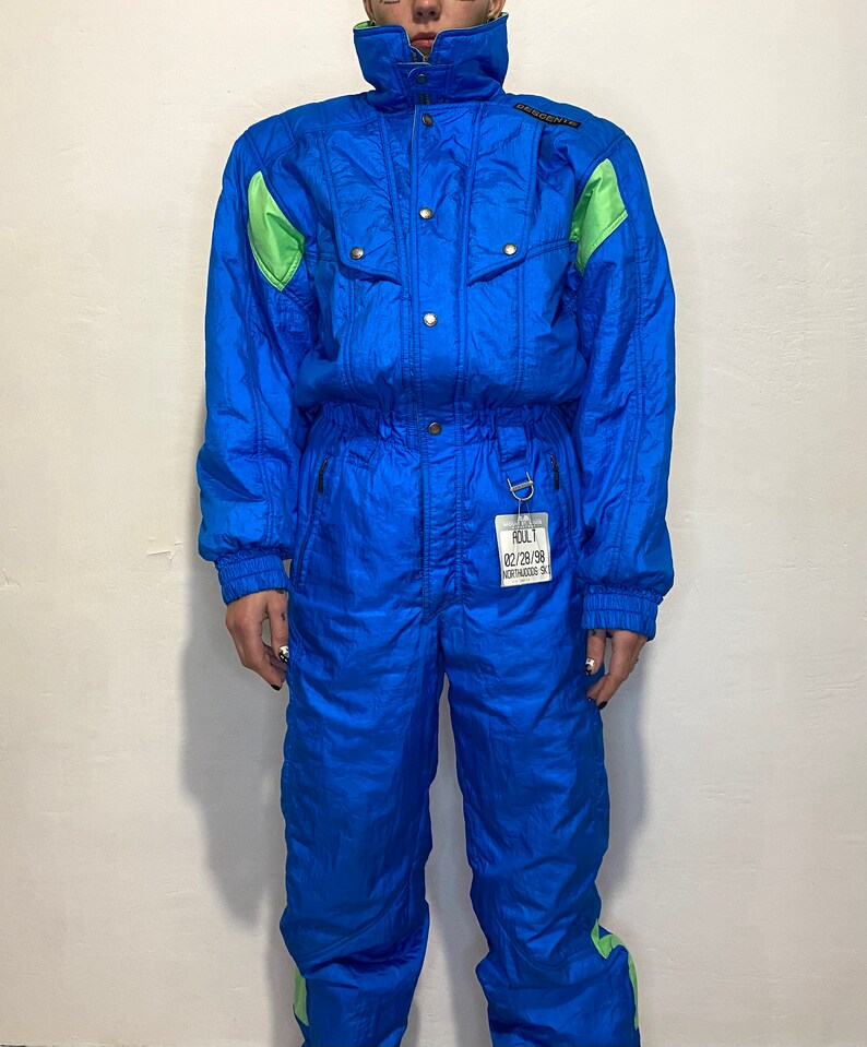 DESCENTE Ski Overalls Vintage Blue Ski Suit Made in Singapore Etsy