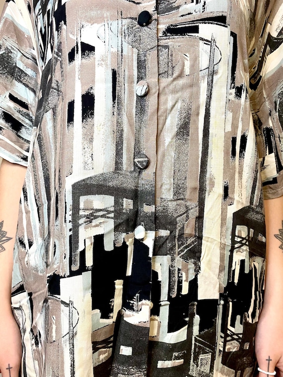 IMPACT Vintage Womens Shirt Abstract Blouses Retro