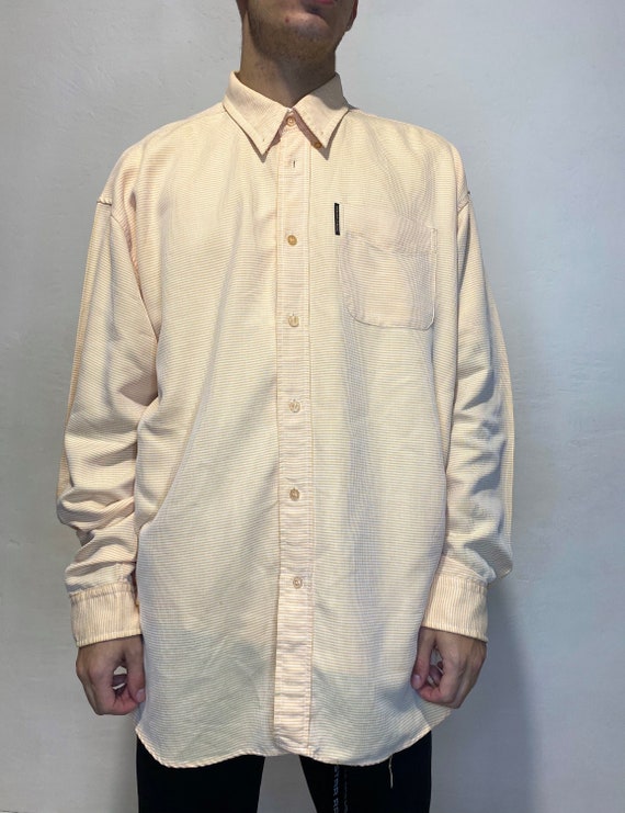 Thomas Browne Yellow Striped Mens Dress Shirts But