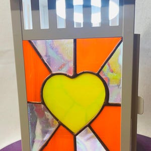 Hearts afire lantern 2.  Each side is a different colored heart-perfect for your valentine!