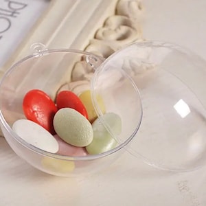 Clear hard plastic acrylic Ball fillable Ornament 4 inches  (halves) Christmas ornament, favor goods, party goods, arts crafts supplies
