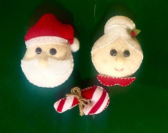 Set of 5 handmade felt Christmas ornaments