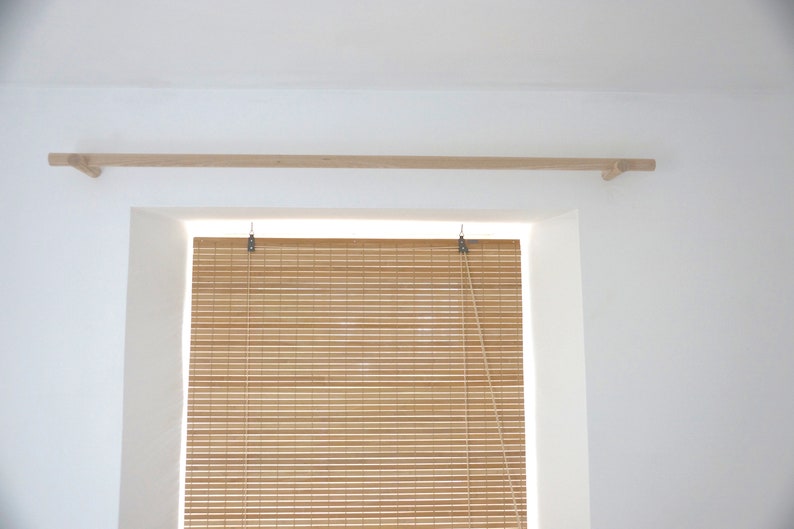Handmade Oak Curtain Holder, curtain bracket, modern curtain holder, minimalist wooden curtain holder, wooden curtain pole and bracket. image 3