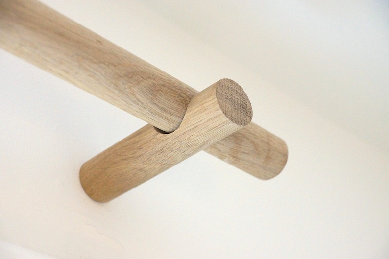 Handmade Oak Curtain Holder, curtain bracket, modern curtain holder, minimalist wooden curtain holder, wooden curtain pole and bracket. image 1