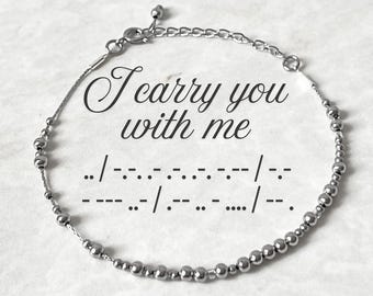 Memorial Bracelet Sympathy Gift Carry You With Me Personalized Remembrance Jewelry Hidden Message Bracelet