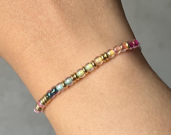 Rainbow Morse code anti Trump bracelet, Personalized pride jewelry, Hidden message LGBTQ protest gift