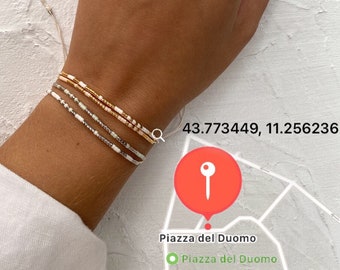 Custom Coordinates Bracelet, Morse Code Jewelry, Personalized Location Gift for Her