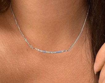 Gargantilla personalizada con nombre en código Morse, gargantilla minimalista con cuentas de acero y cadena con iniciales personalizadas.