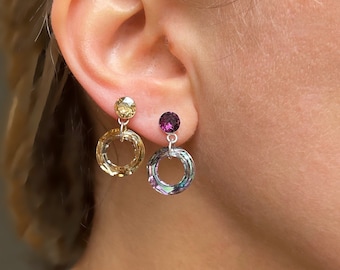 Crystal earrings dangle stud hoop sterling silver