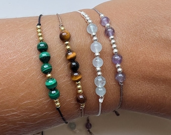 Personalized Birthstone Bracelet Gemstone Morse Code 925 Sterling Silver Initial Name Hidden Gift