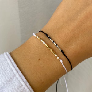 Morsecode armband bijpassende paren set aanpasbare paar armband vriendje cadeau afbeelding 1