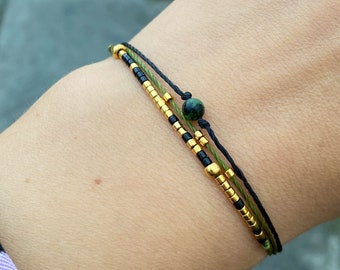Personalized Morse Code Bracelet with Gemstone | Hidden Message Layered Jewelry for Women | Custom Gift for Her, Friend, Sister, Anniversary