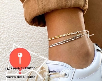 Coordinate morse code anklet bracelet custom couple matching set Aniversary gift