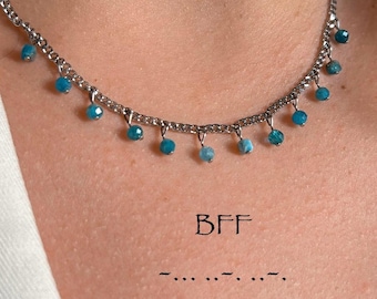 Morse Code Apatite Necklace: Personalized Hidden Message Gemstone Choker