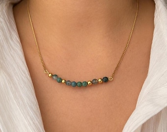 Personalized Morse Code Necklace, Hidden Message Necklace, Custom Name Necklace, Gemstone Necklace, Meaningful Gift for Her