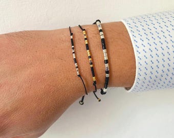 Custom Morse Code Bracelet, Initial Name Beaded Bracelet for Men