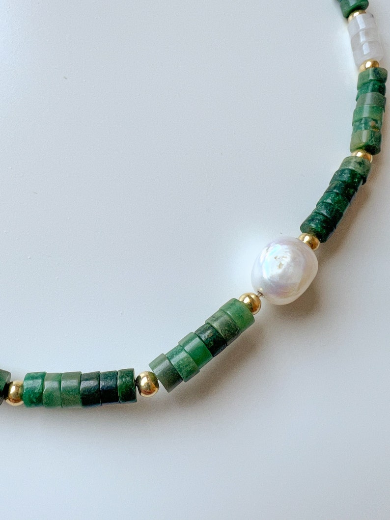 Collier en pierre perle de jade cactus avec perle baroque, tour de cou pour cadeau de bijoux à porter au quotidien image 8