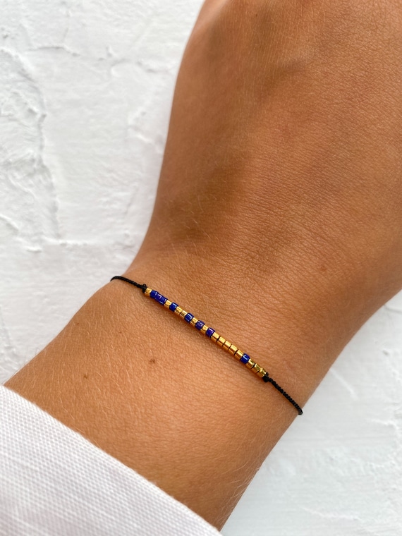 Braccialetto Morse Bracciale Perline su Seta Bracciale a Cordoncino in Argento Braccialetto Segreto Gioielli Regalo (Per Amici