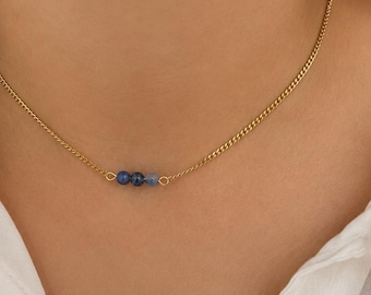 Morse Code Personalized Necklace | Initial, Name or Date with Gemstone Beads | Dainty Stainless Steel Chain, Custom Hidden Message Jewelry
