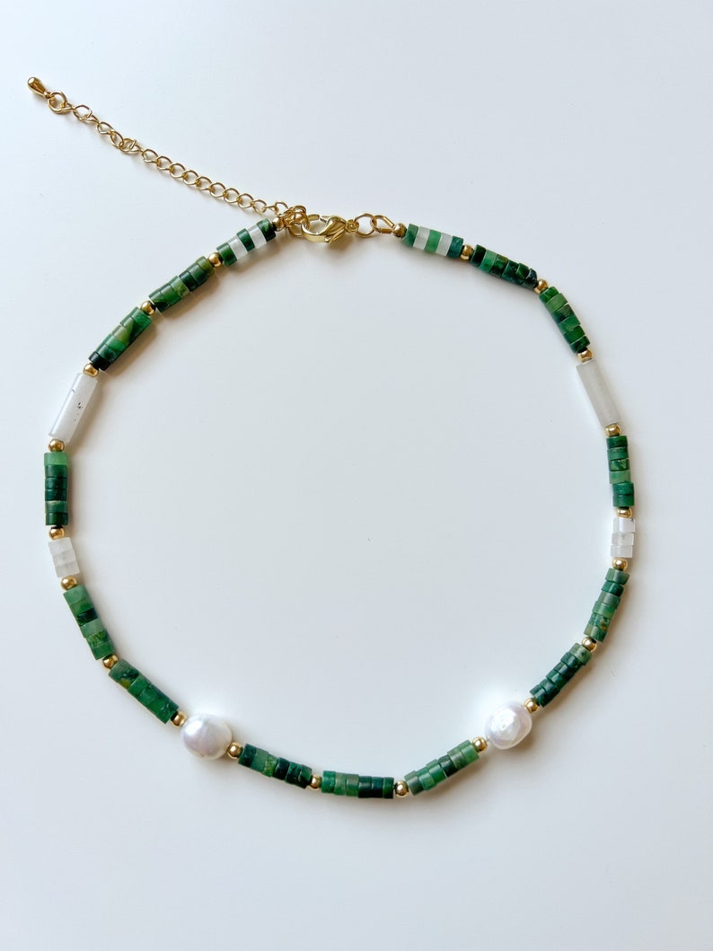 Collier en pierre perle de jade cactus avec perle baroque, tour de cou pour cadeau de bijoux à porter au quotidien image 7