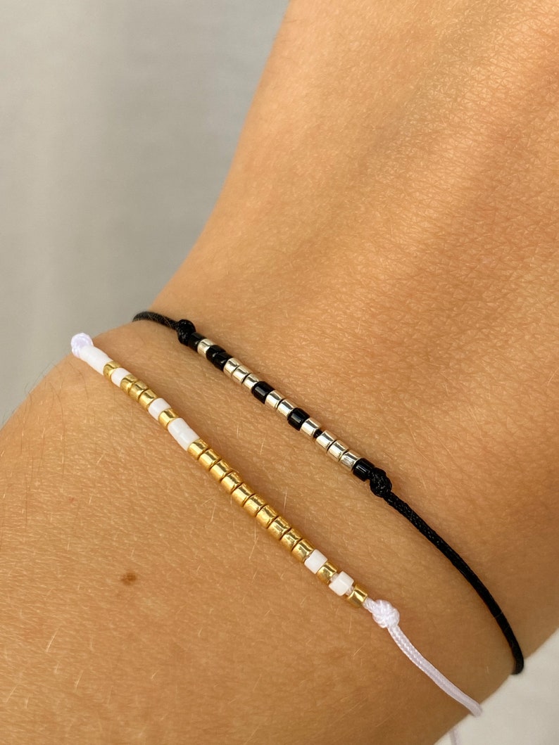 Set di coppie abbinate con bracciale in codice Morse, bracciale per coppia personalizzabile, regalo per fidanzato immagine 2