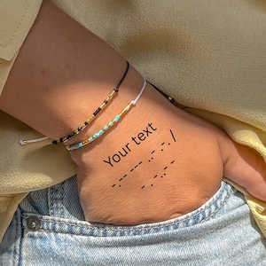 パーソナライズされたモールス信号ブレスレット - 記念日の贈り物、カスタムメッセージ