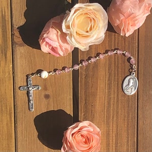Handmade Pink Glass Single-Decade Rosary