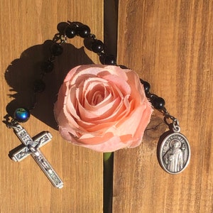 Handmade Black Glass Single-Decade Rosary