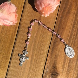 Handmade Pink Glass Single-Decade Rosary