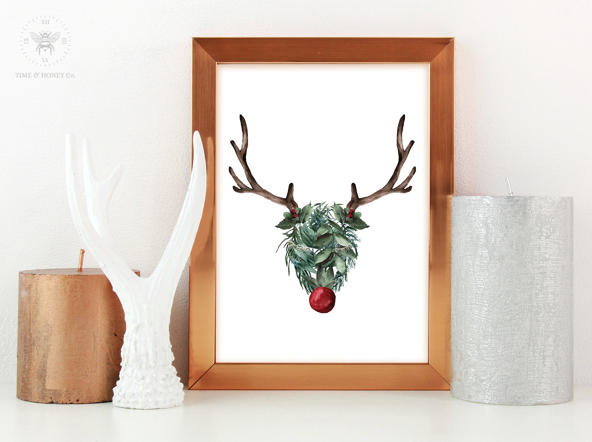 Rudolph Printable Stag Head Christmas Decor Christmas - Etsy
