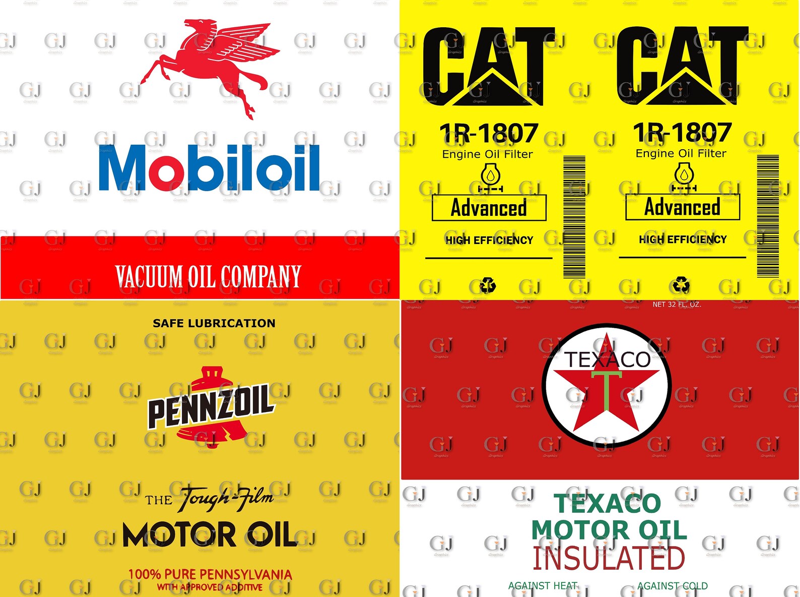 Pennzoil Mobiloil Texaco and CAT caterpillar Motor Oil Label Etsy