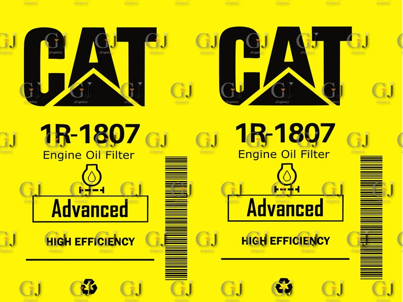 CAT Caterpillar Motor Engine Oil Filter Label File Digital | Etsy